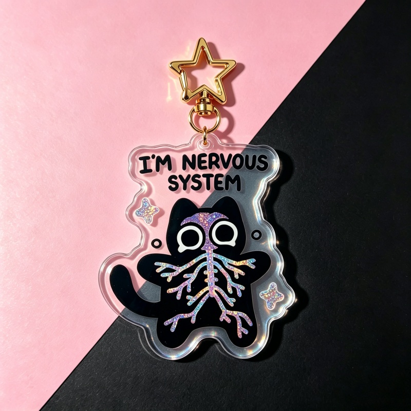 Retro Gaming Keychain - I'm Nervous System Cat Acrylic Keychain