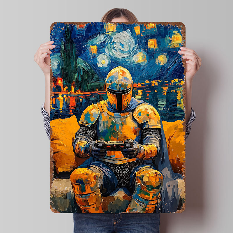 Retro Knight Gaming - Knight Gaming Tin Poster Customized Wall