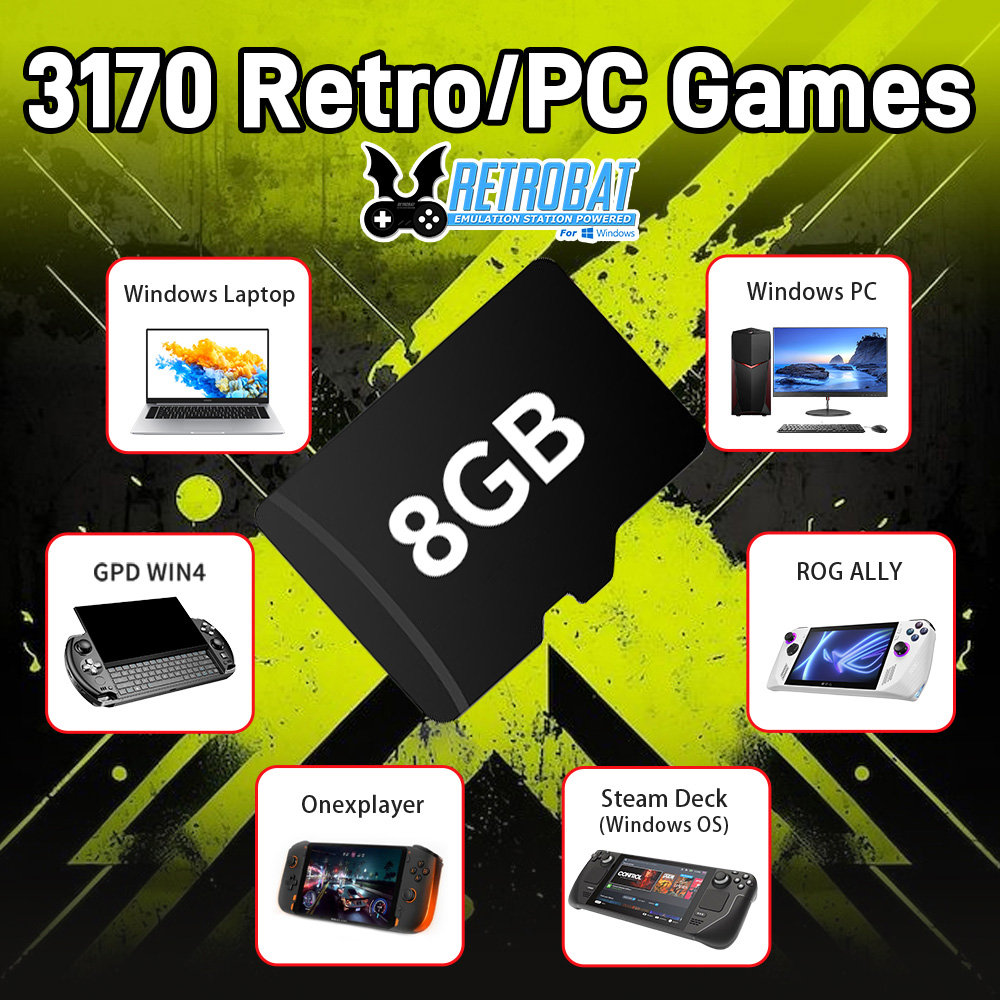 Retro Gaming Space - 8GB Game TF Card with 3170