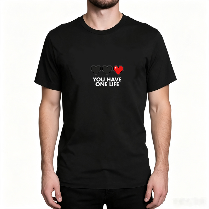 Have One Life Pixel Hearts T-S - Retro Gaming Life review and price