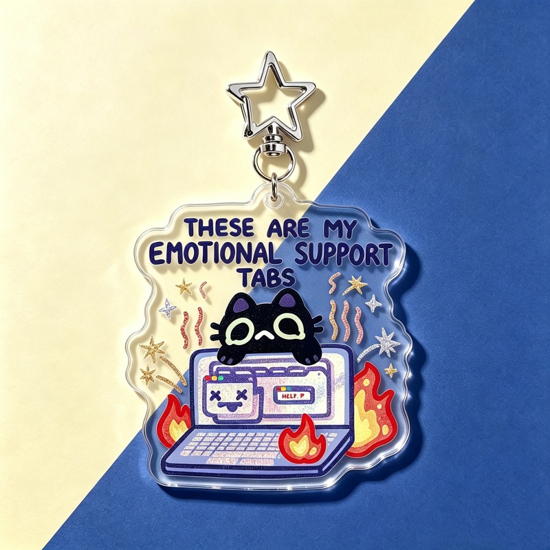 Emotional Support Tabs Cat Acr - Retro Gaming Keychain review and price