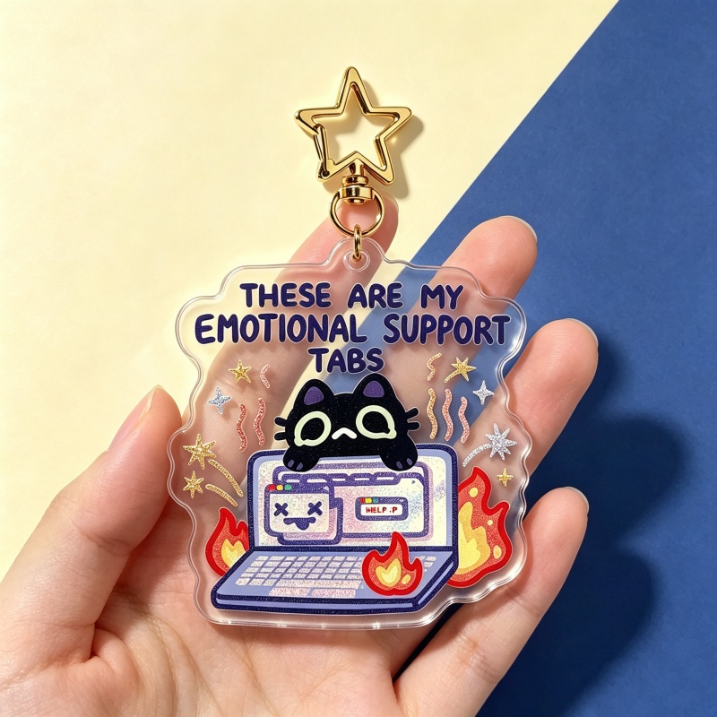 Emotional Support Tabs Cat Acr - Retro Gaming Keychain review and price