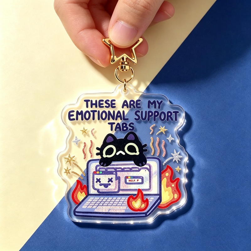 Emotional Support Tabs Cat Acr - Retro Gaming Keychain review and price